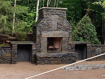 Quimby mt mica ashlar - outdoor fireplace